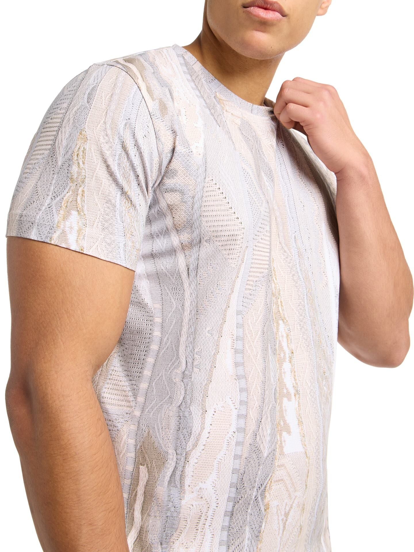 CARLO COLUCCI T-SHIRT MET BREIPRINT BEIGE.