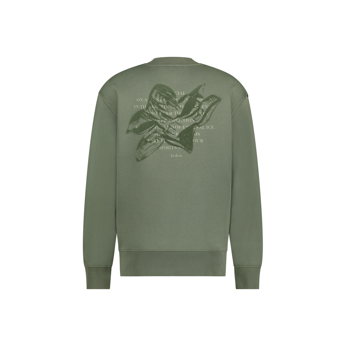 Aeden Viggo Sweater Gevoerd en Borduursel op de rugzijde groen.