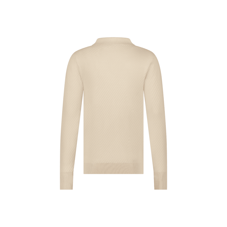 AEDEN DUNCAN KNIT POLO MET LANGE MOUWEN BEIGE