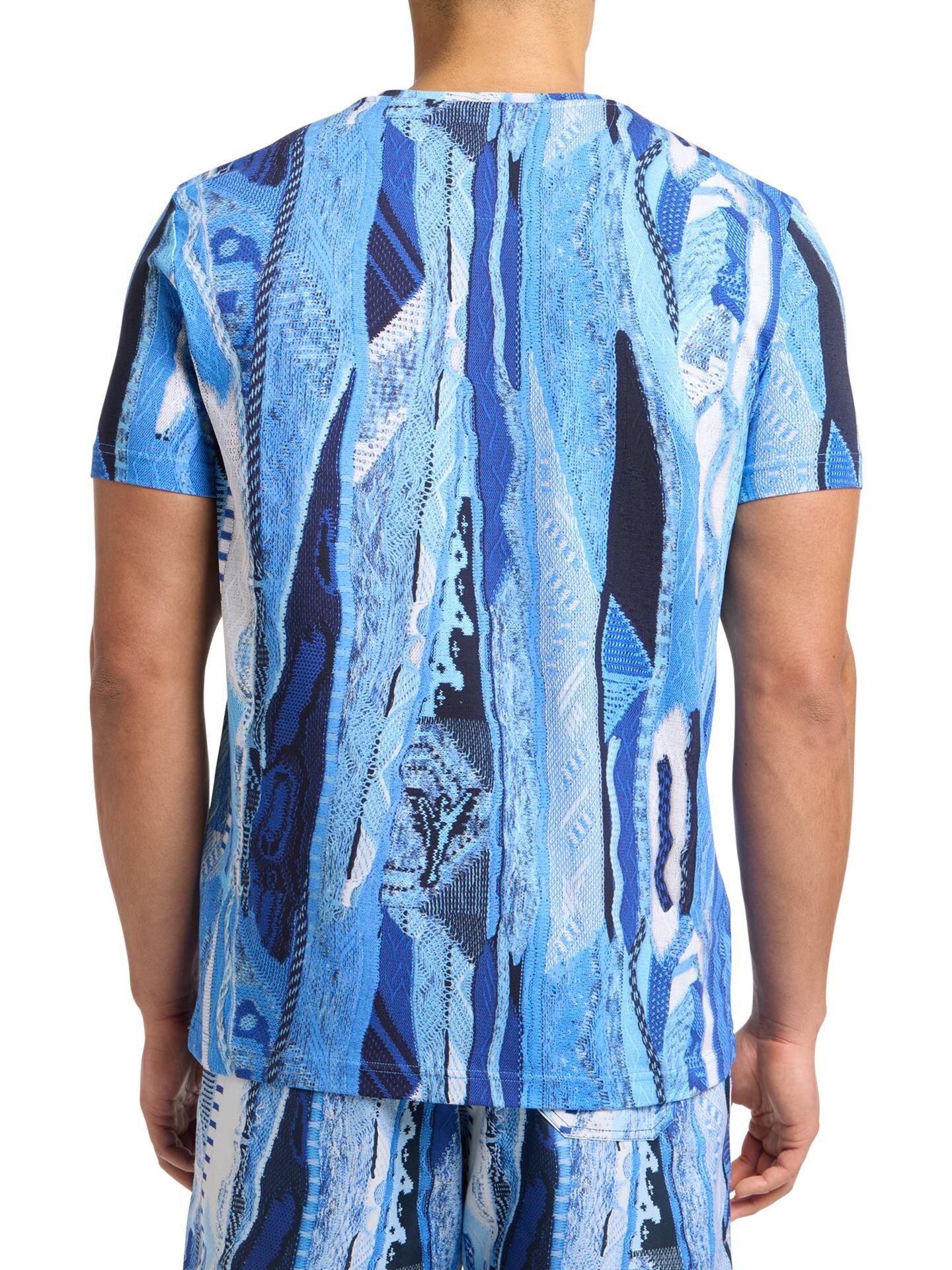 CARLO COLUCCI T-SHIRT MET BREIPRINT BLAUW.