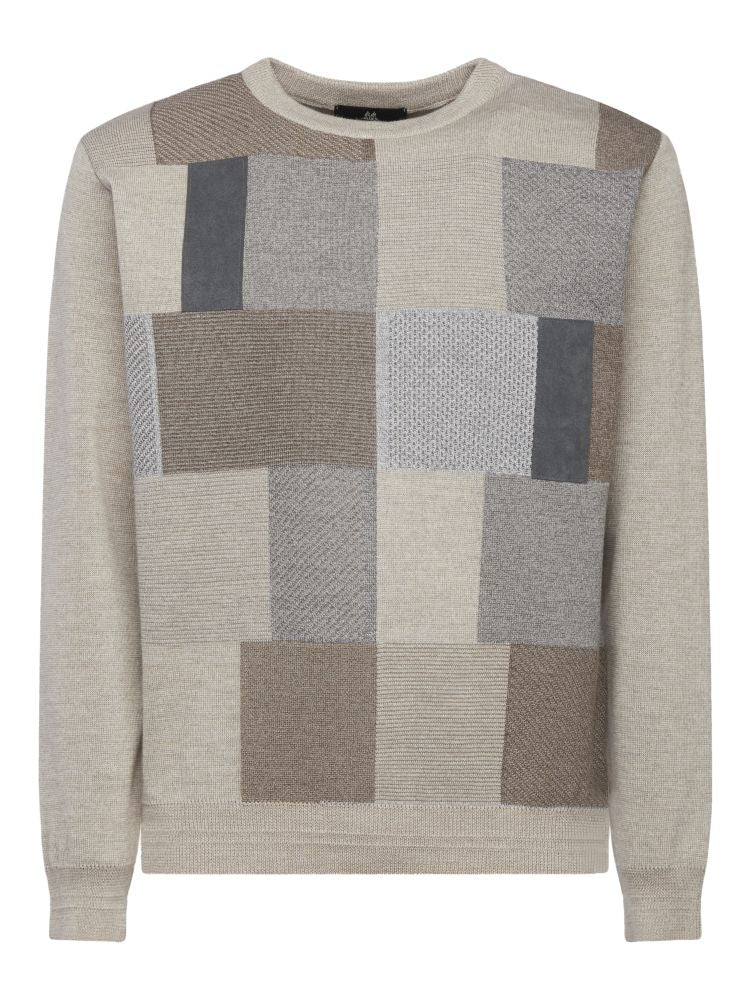 Montechiaro trui met suède applicaties Beige Maat-52/L