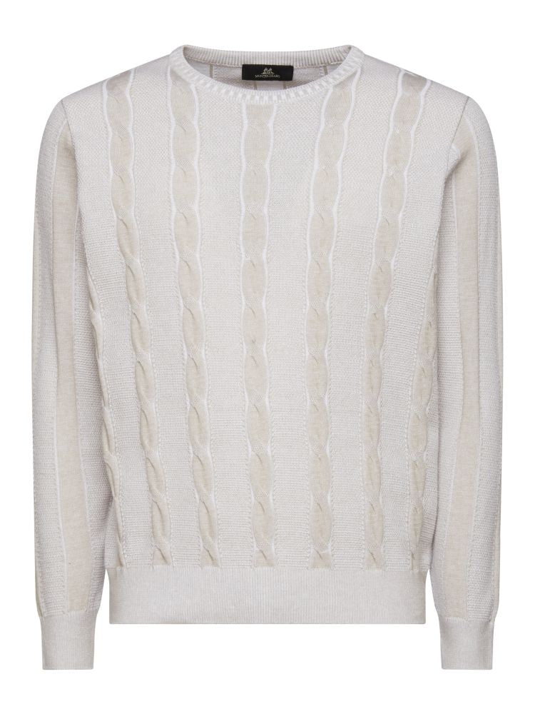 Montechiaro trui met kabelpatroon Beige