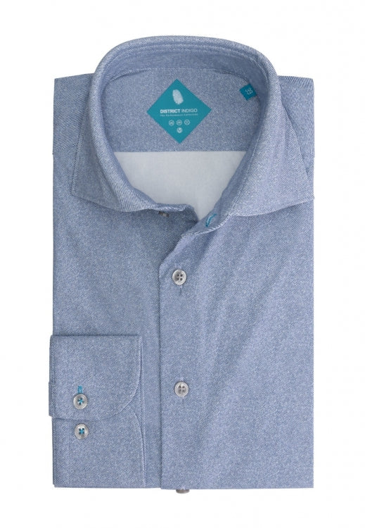 District Indigo Performance Shirt Twill - Licht Blauw