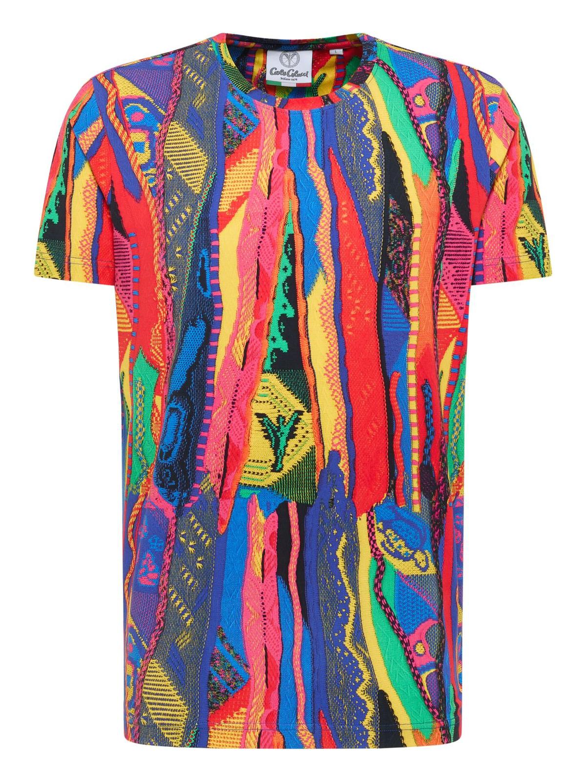 CARLO COLUCCI T-SHIRT MET BREIPRINT KLEURRIJK.