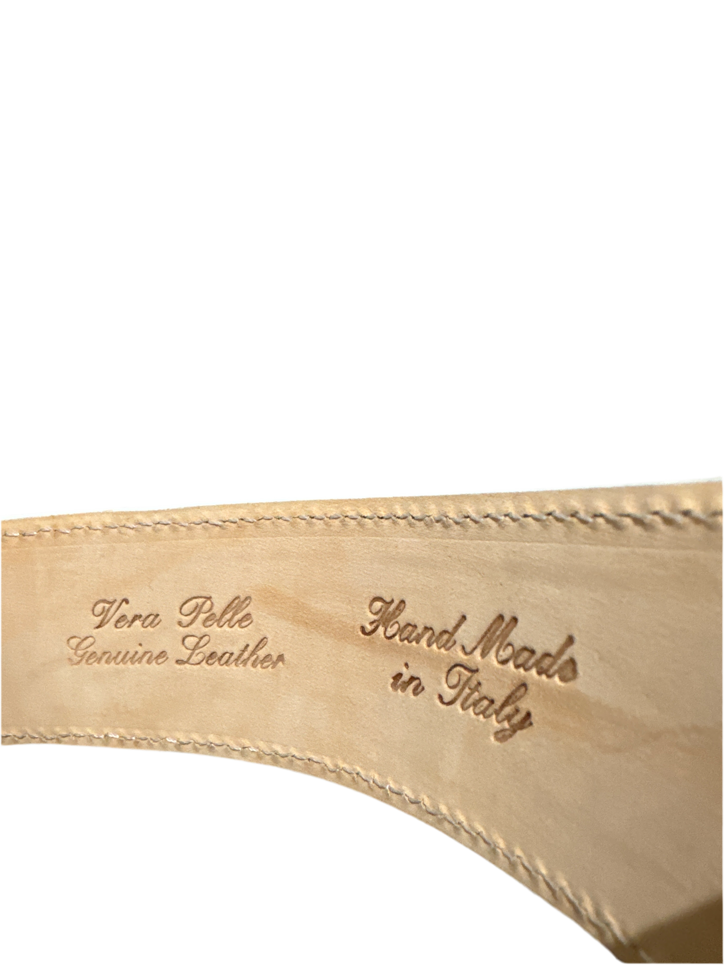 Ganz Milano Hand Made Leren Riem met Croco Print Wit.