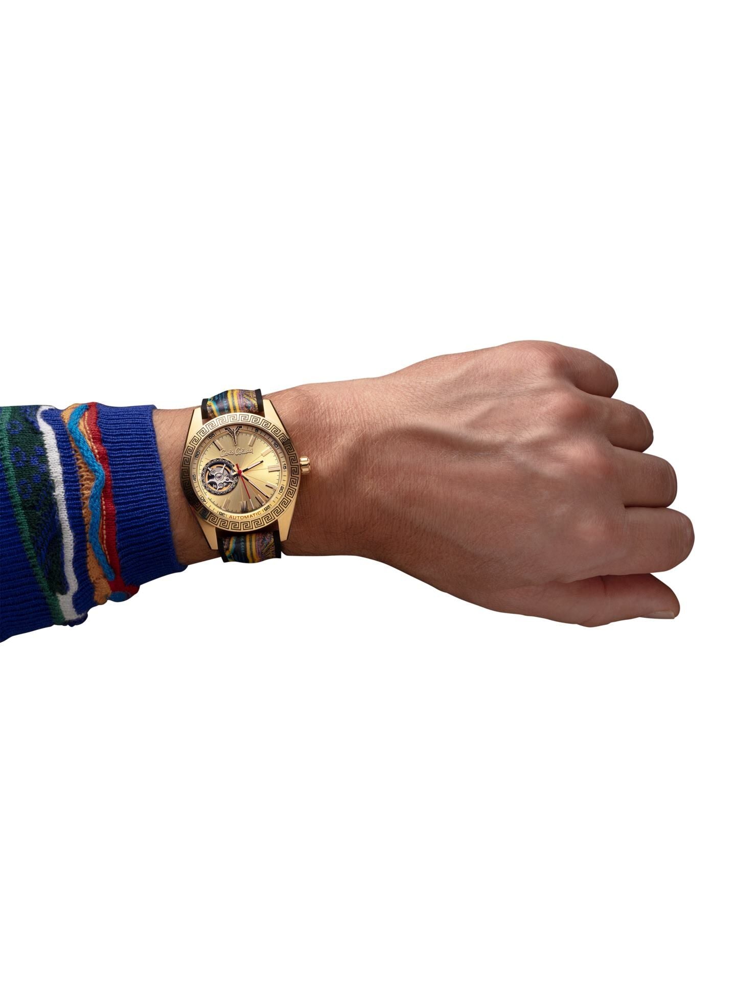 Carlo Colucci ROND ROESTVRIJSTALEN HORLOGE MET SILICONEN BAND