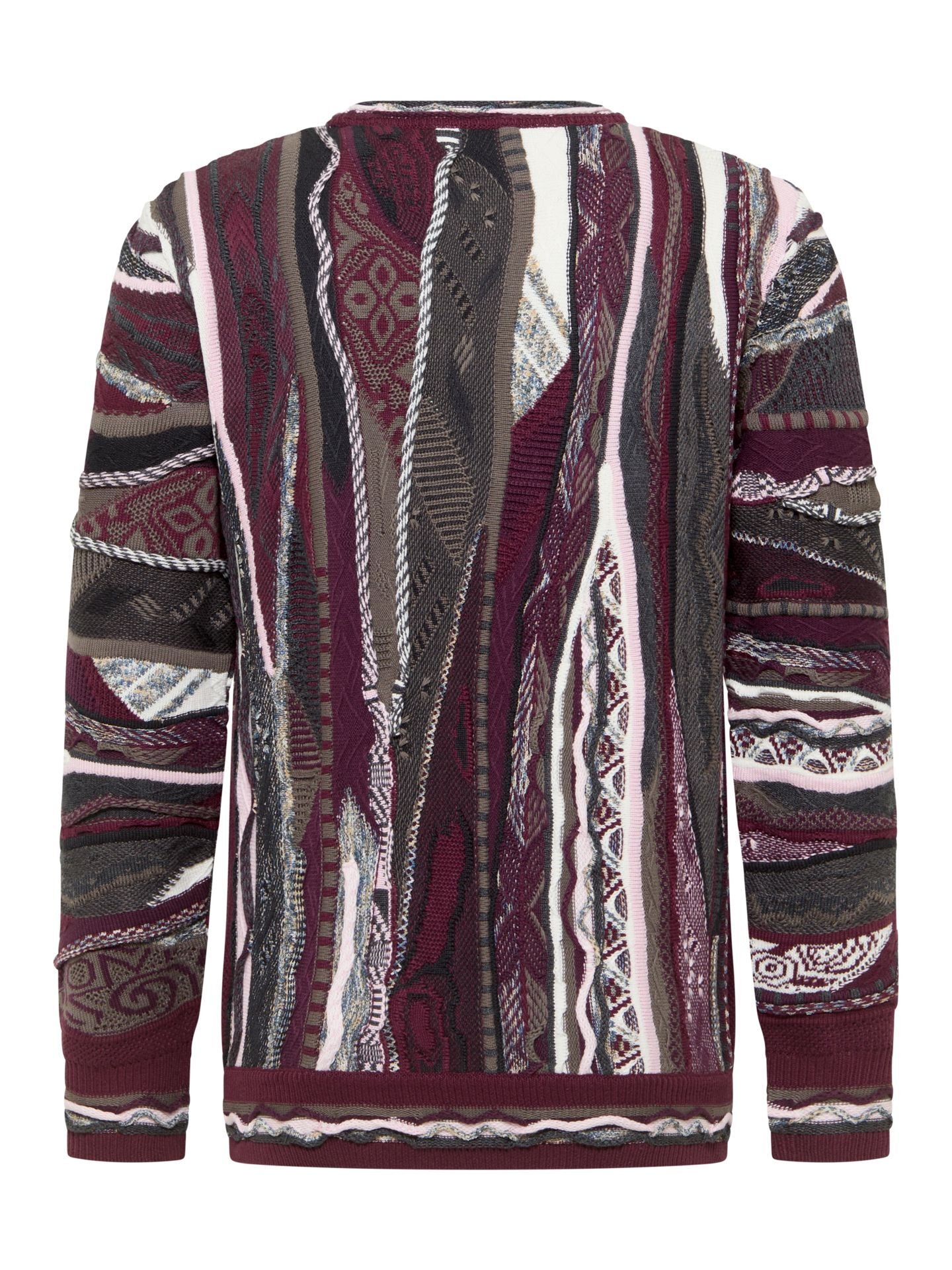 3D JAQUARD PATROON GEBREIDEN TRUI BORDEAUX KLEUR