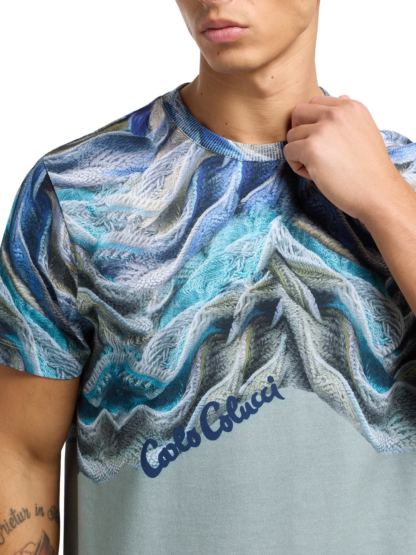 Carlo Colucci T-SHIRT - KUNSTMATIG GEBREID Groen.