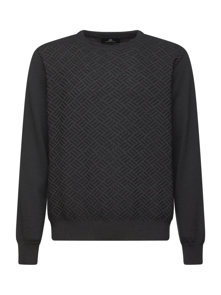 Montechiaro Gebreide Trui met Structuur Zwart.