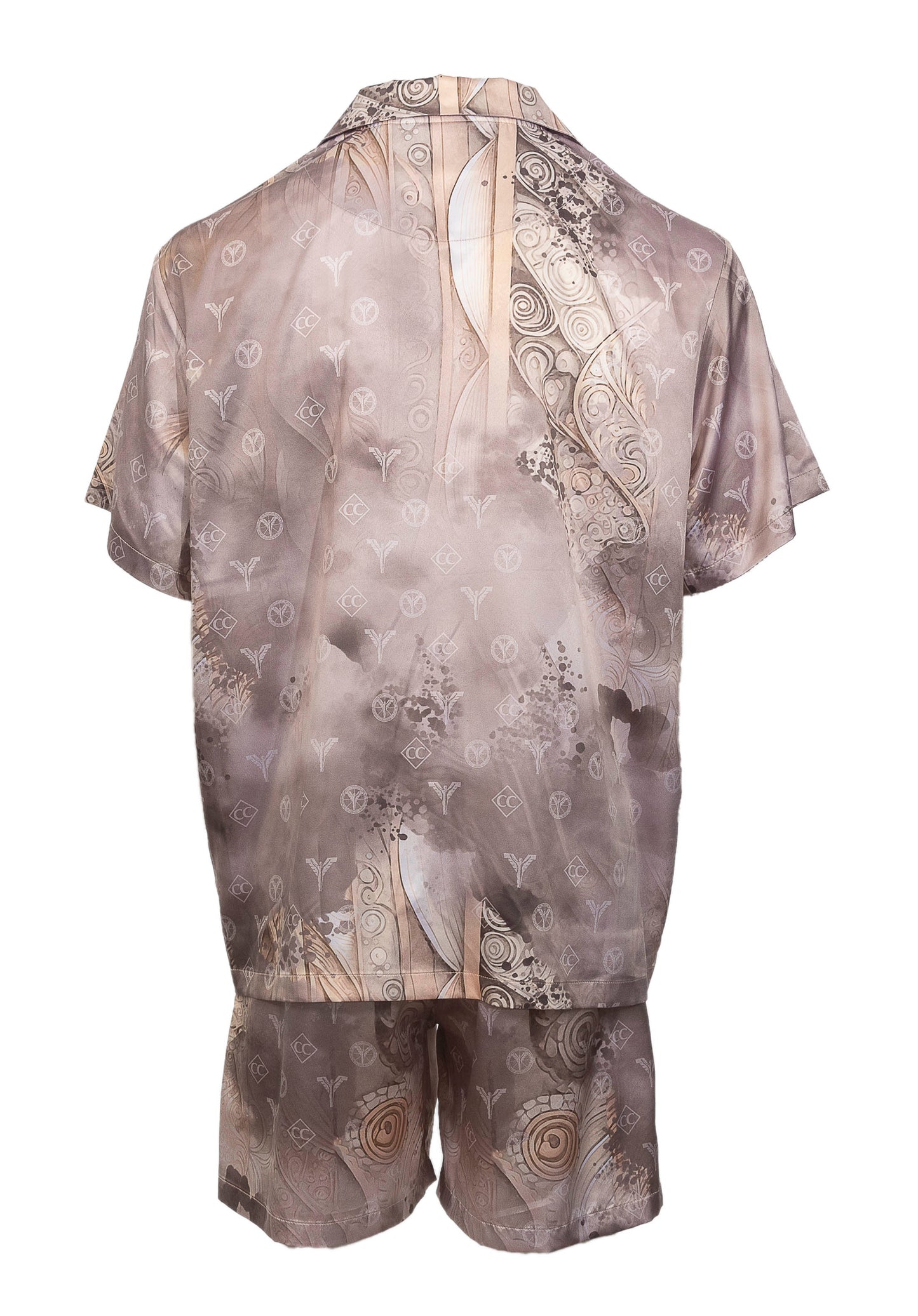 CARLO COLUCCI Oversized Korte Mouwen Overhemd met Print Beige