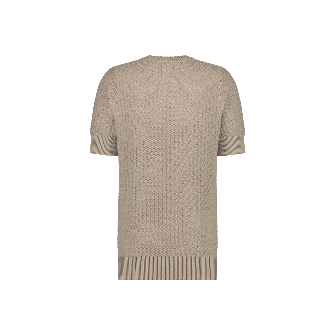 Aeden Heren gebreide T-shirt korte mouw Taupe kleur Maat-S