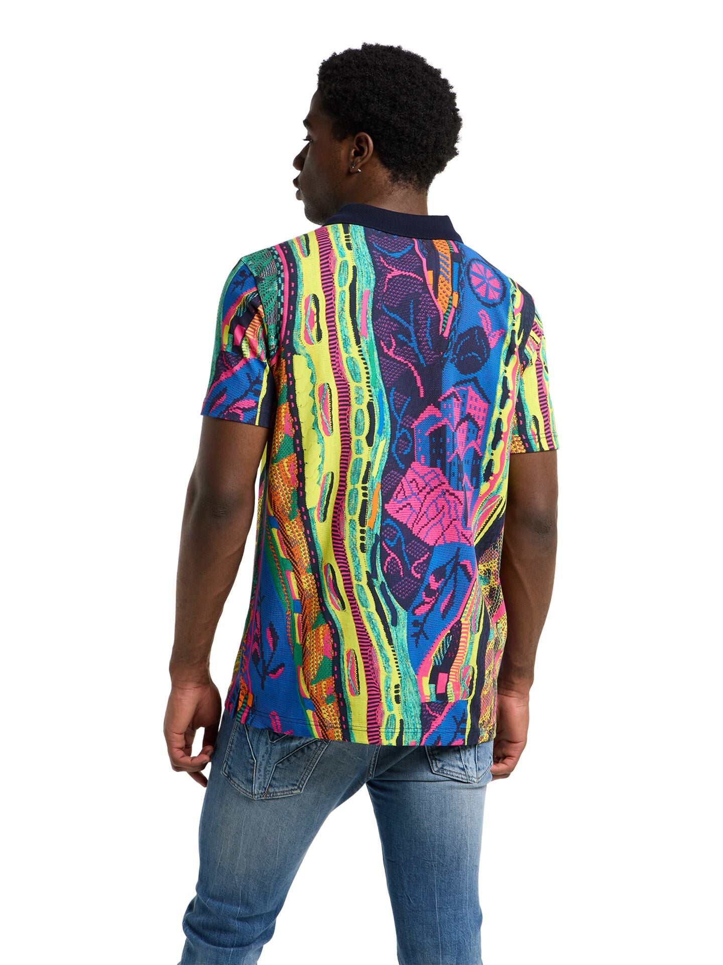 CARLO COLUCCI POLO SHIRT GEBREIDEN PRINT GEKLEURD