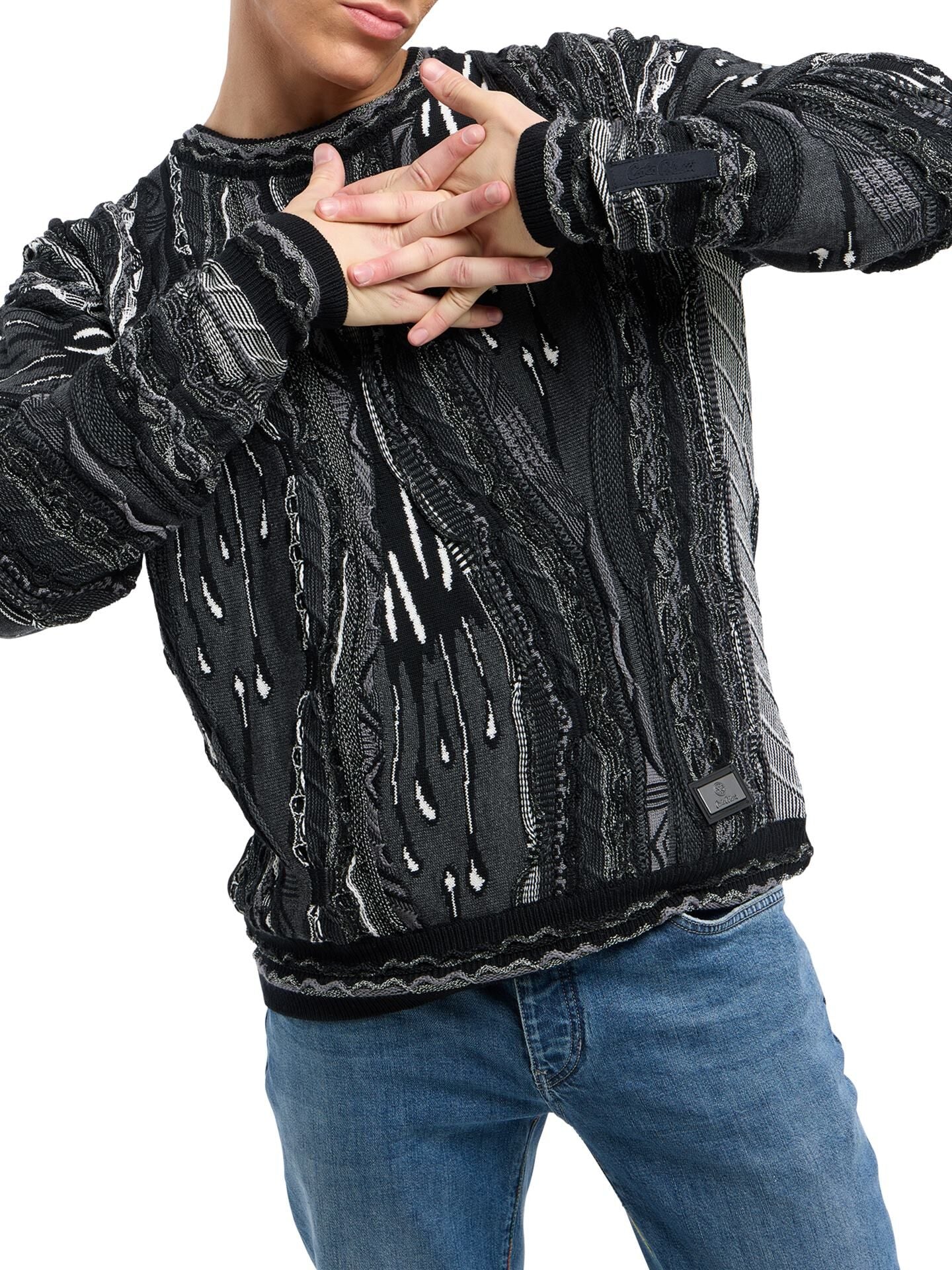 CARLO COLUCCI 3D GEBREIDEN TRUI ZWART.