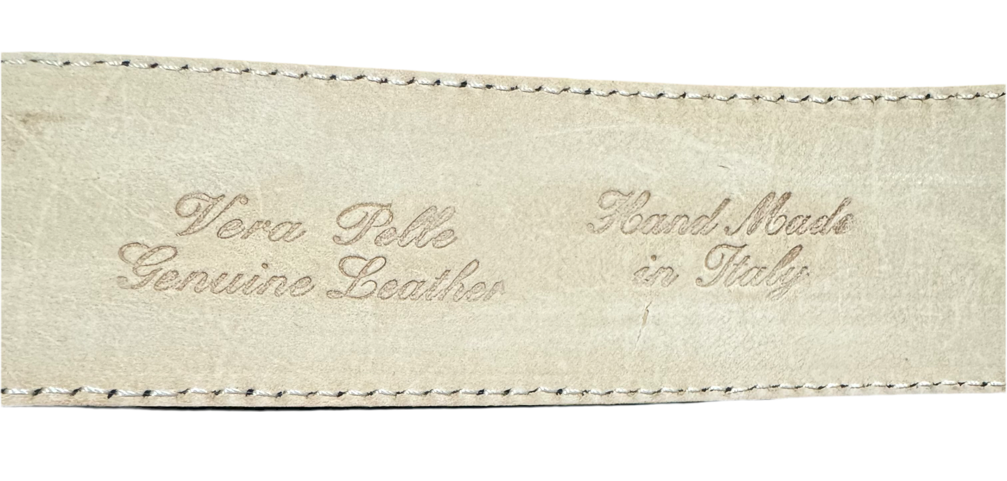Ganz Milano Hand Made Italië Leren Riem Beige.
