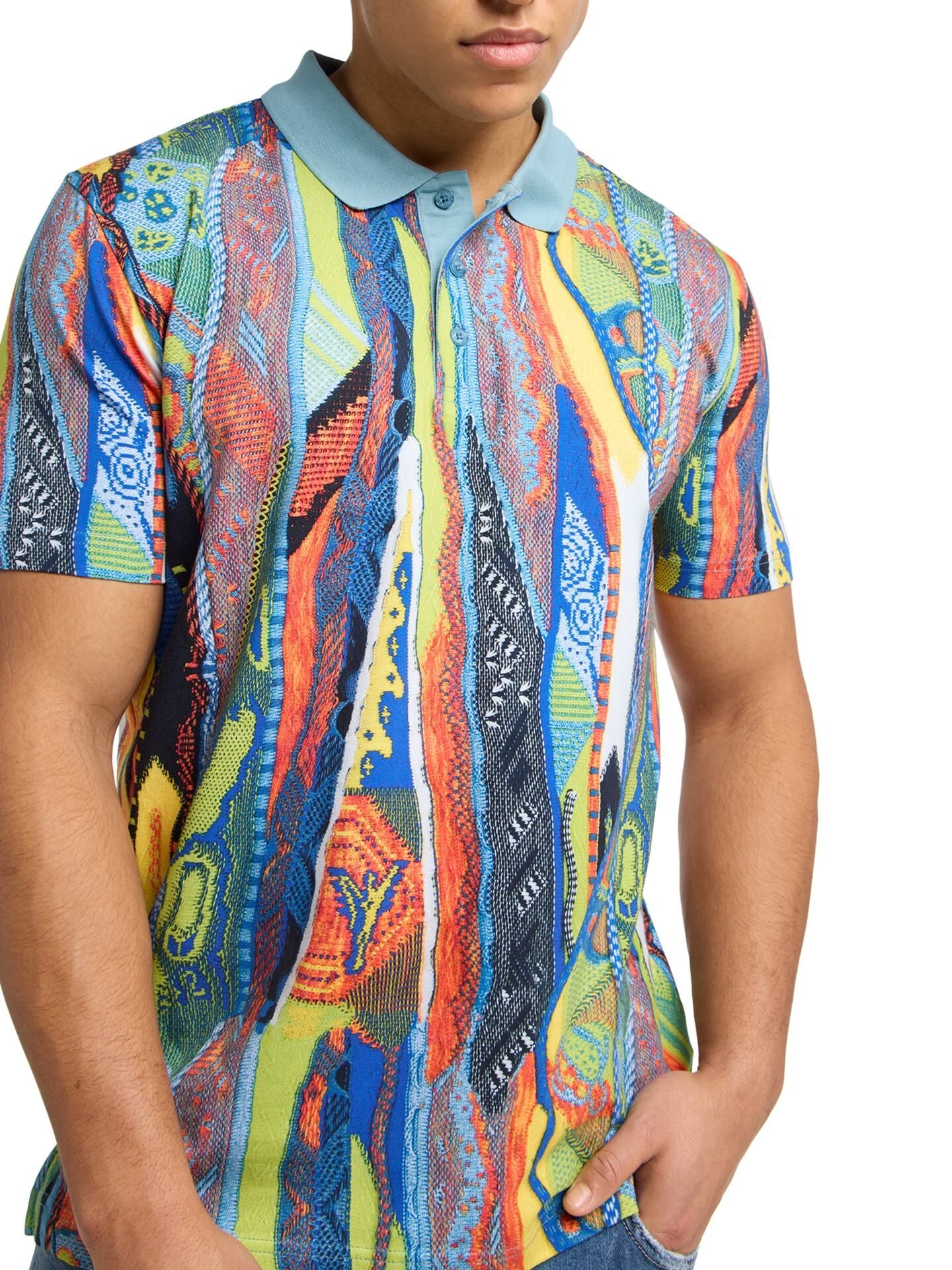 CARLO COLUCCI POLOSHIRT MET GEBREIDE PRINT KLEURRIJK.