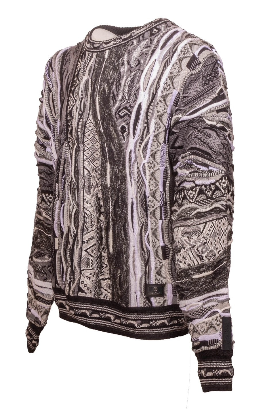 Carlo Colucci trui met ronde hals en jacquard patroon Antraciet