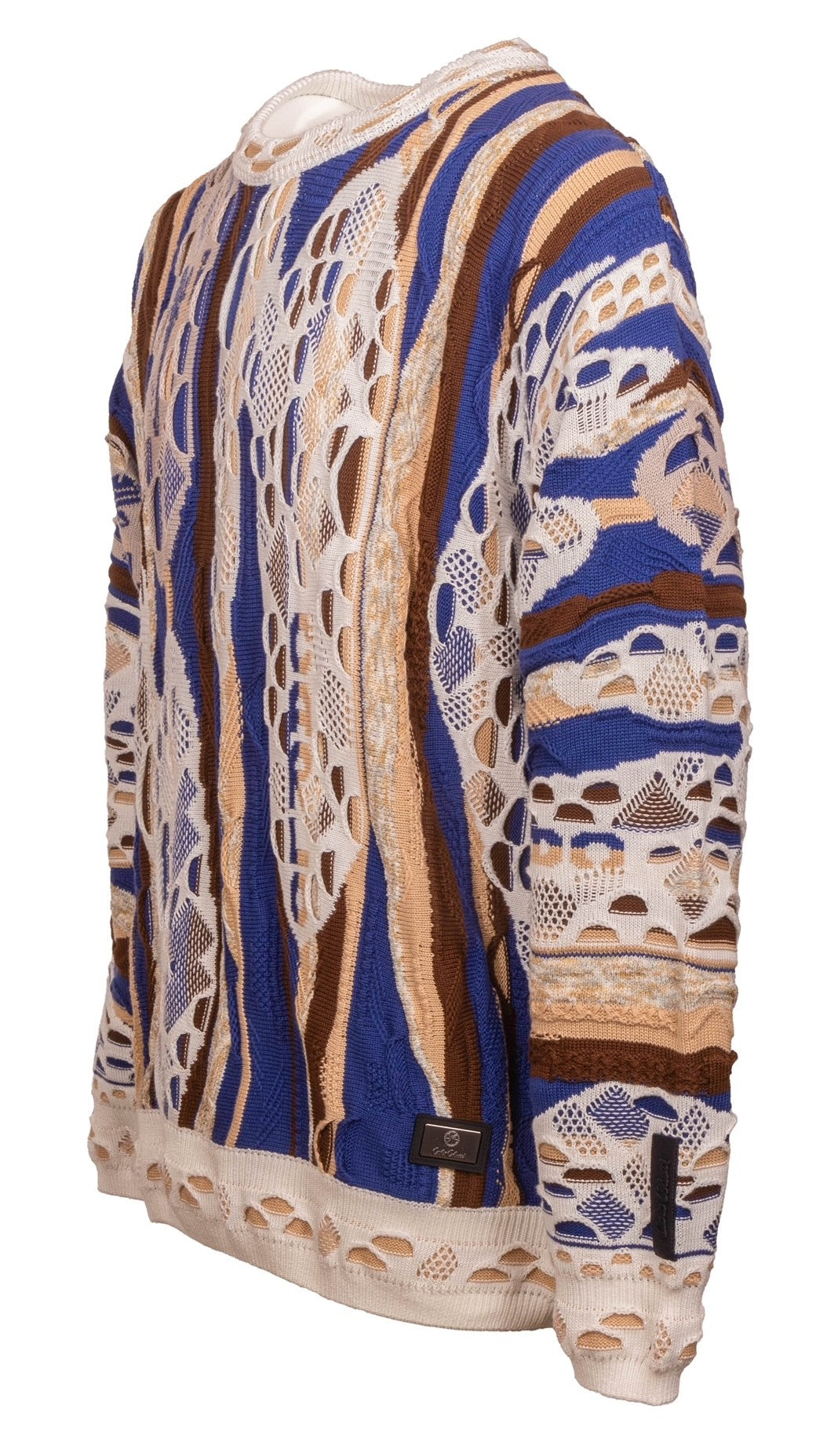 Carlo Colucci gebreide trui Wit Blauw Maat-L.