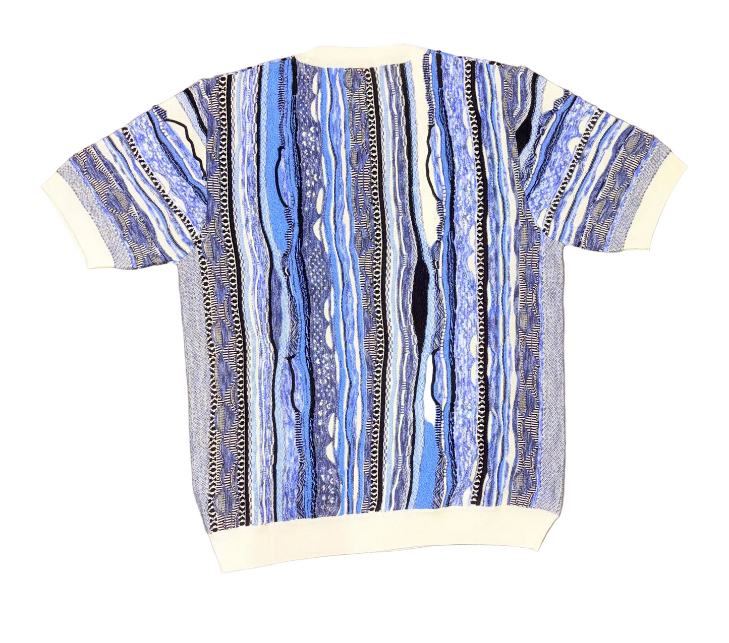 MONTECHIARO 3D JAQUARD GEBREIDEN T-SHIRT BLAUW