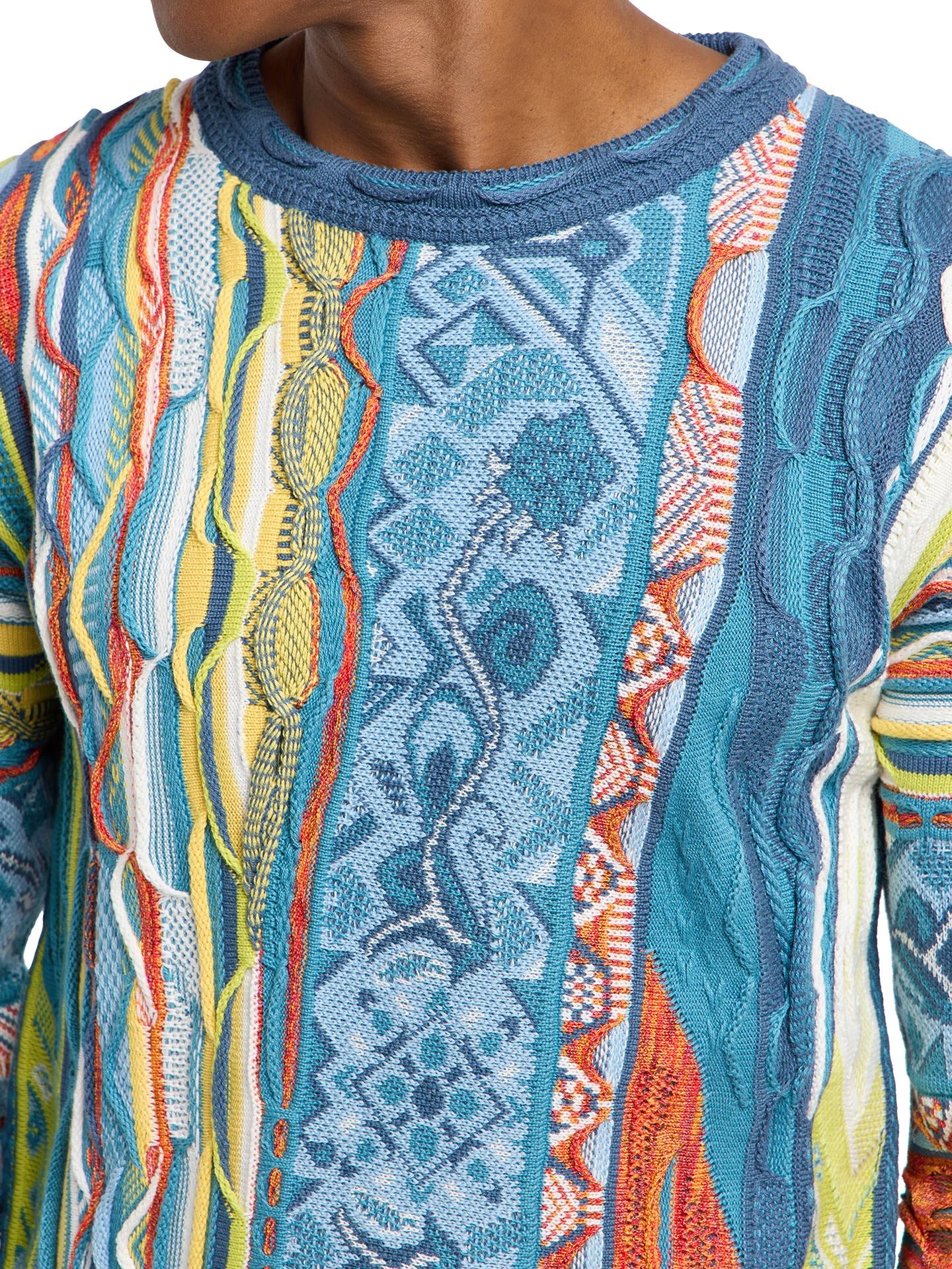 Carlo Colucci Trui Gebreid Jacquard Patroon Blauw MAAT-S.