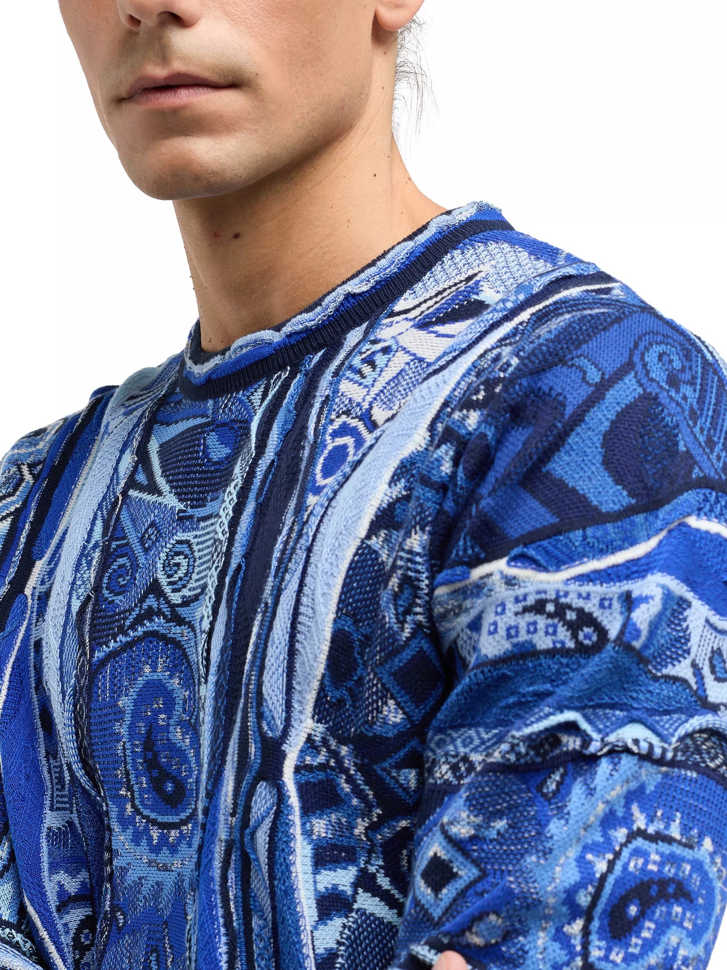 Carlo Colucci trui met ronde hals Marine Blauw