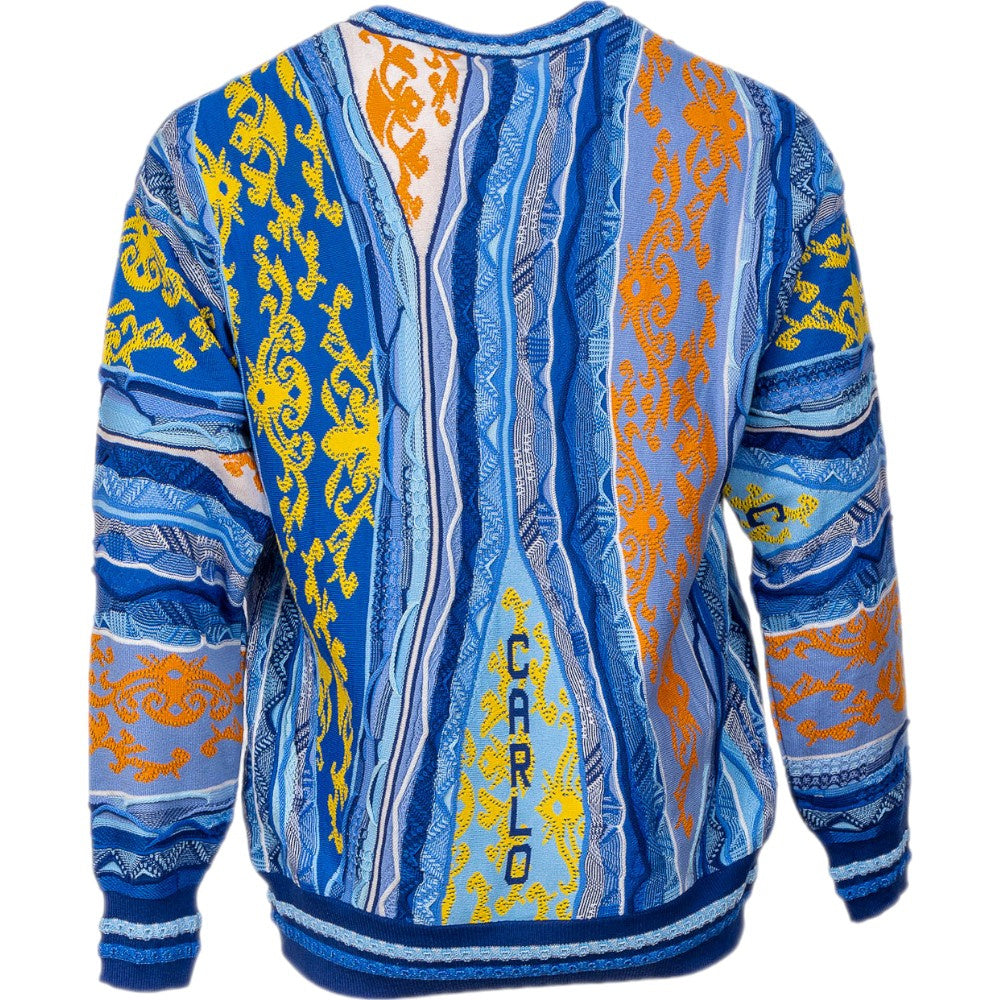 Carlo Colucci trui met all-over print Regular-Fit Blauw