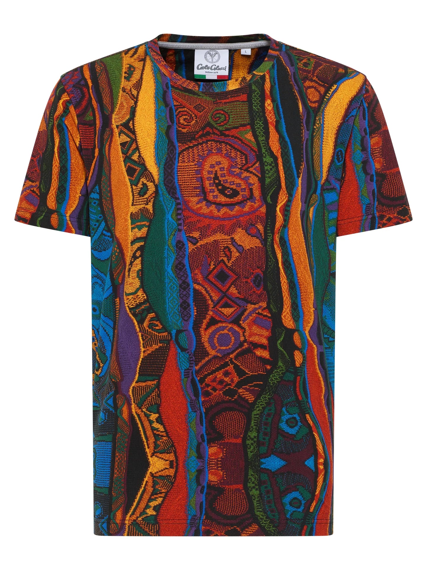 Carlo Colucci t-shirt met gebreide print Zwart Rood