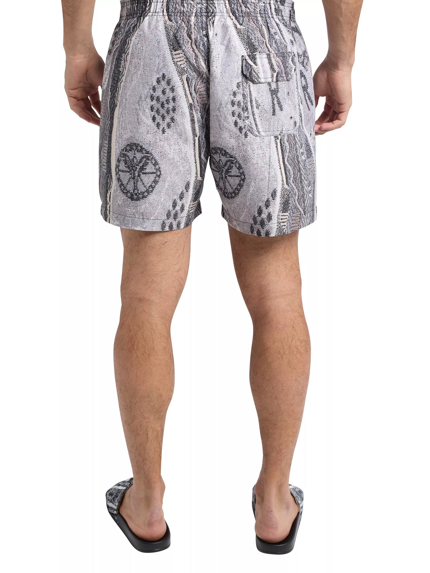 Carlo Colucci zwemshort met gebreide print Wit Grijs
