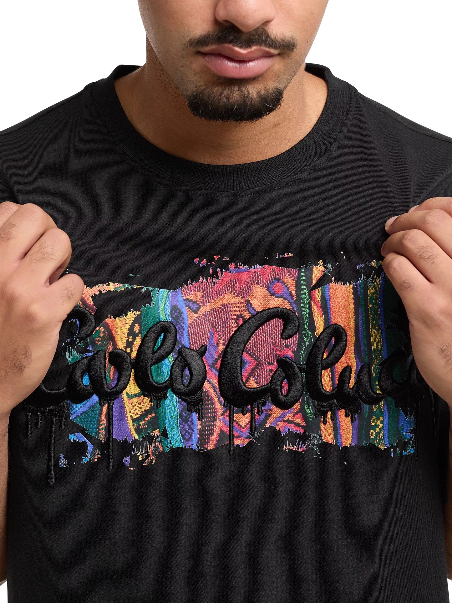 Carlo Colucci t-shirt met verfprint Zwart Oversized