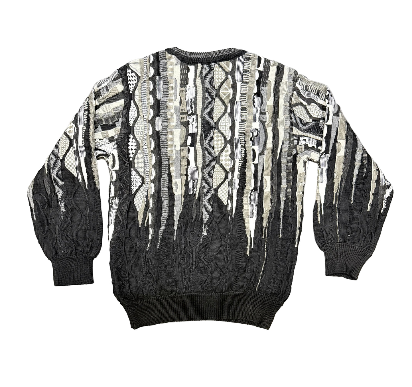 3D Jacquard Gebreiden trui Zwart Grijs