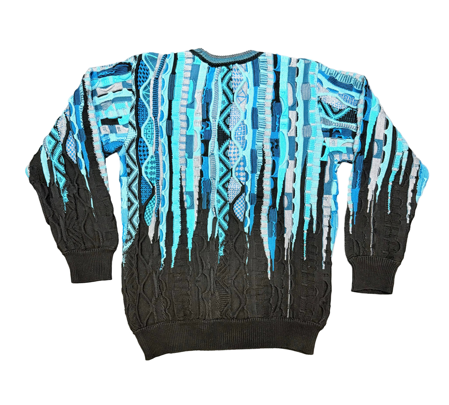 3D Jacquard Gebreiden Trui Zwart Blauw.