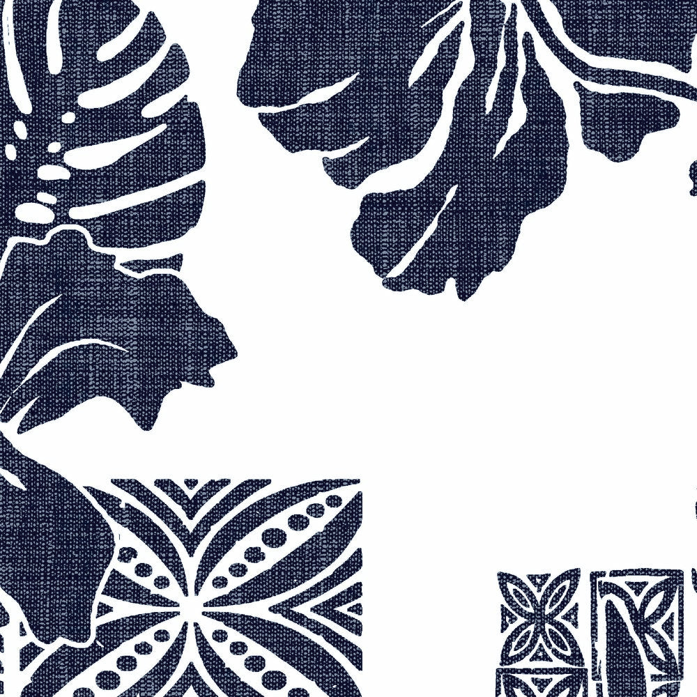 Desoto overhemd korte mouw bladeren print Wit Blauw