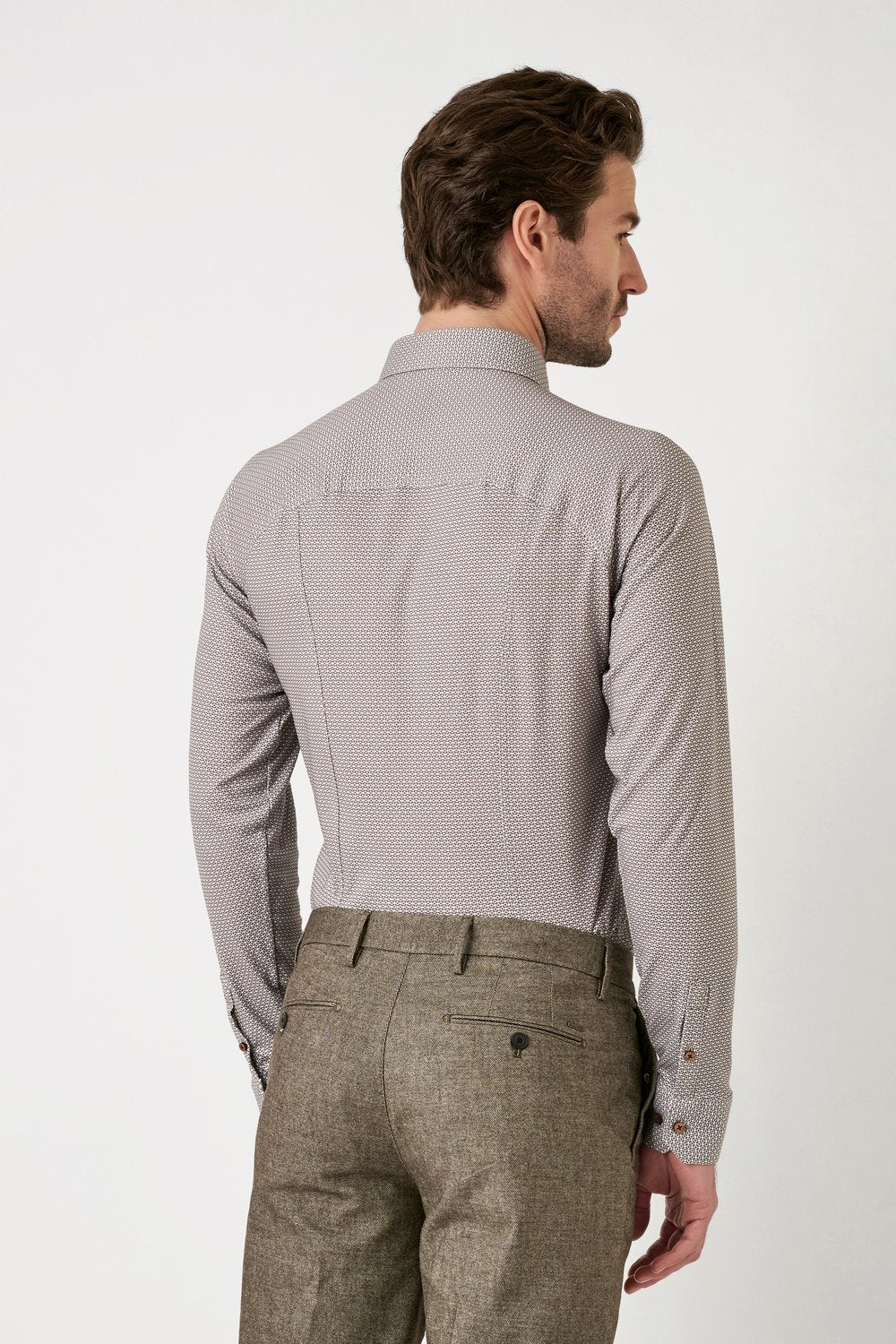 Desoto overhemd slim fit Wit bruin