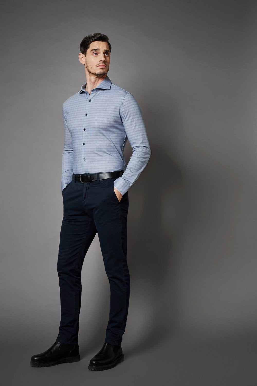 Desoto Luxury line Heren overhemd Grijs Blauw