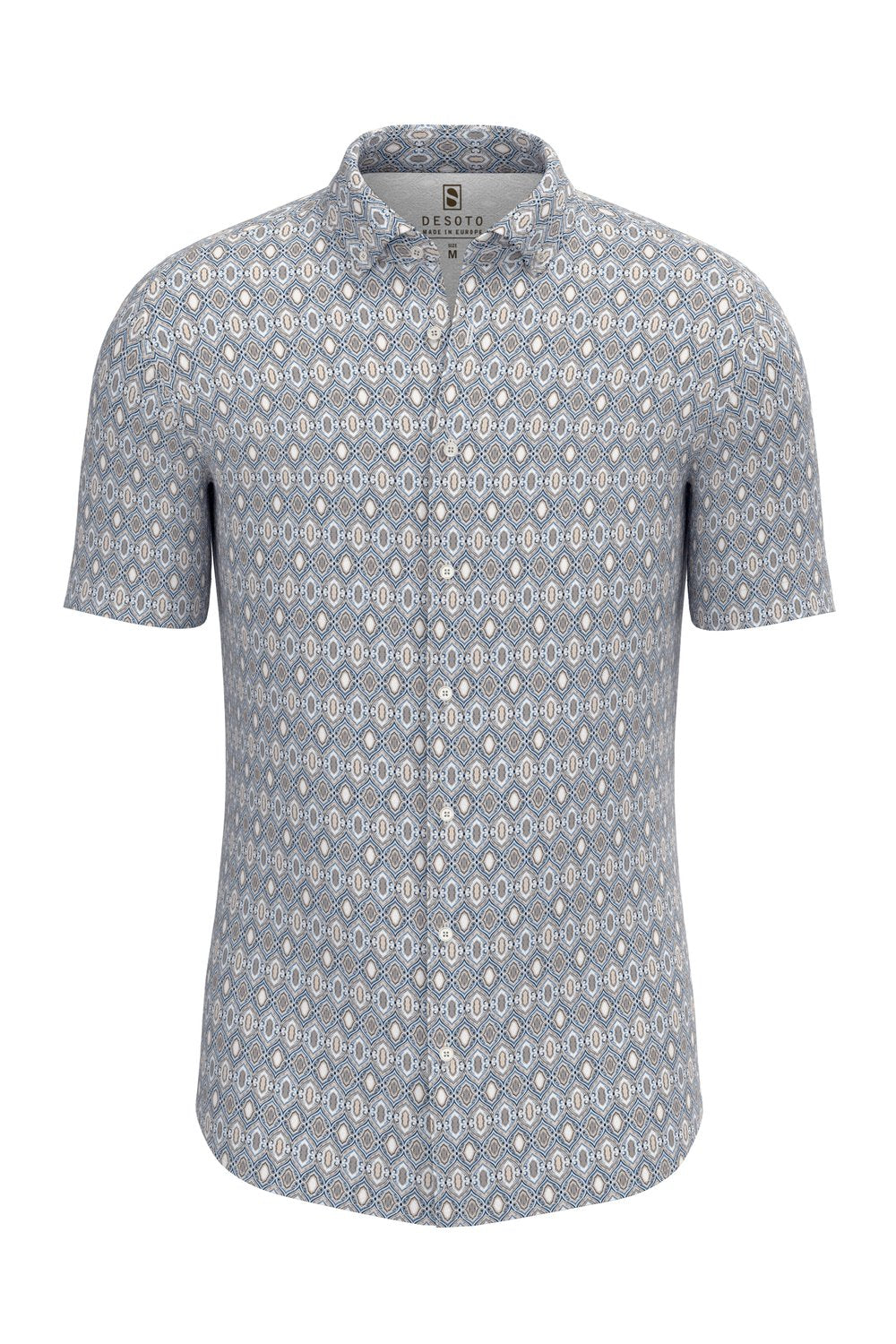Desoto overhemd met korte mouwen Beige en Print