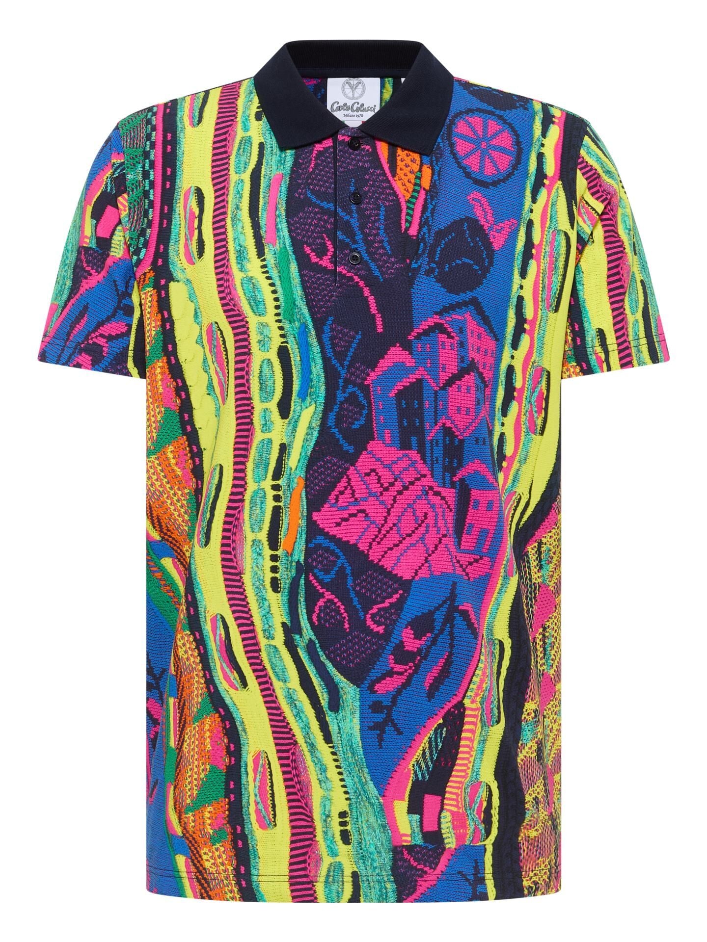 CARLO COLUCCI POLO SHIRT GEBREIDEN PRINT GEKLEURD