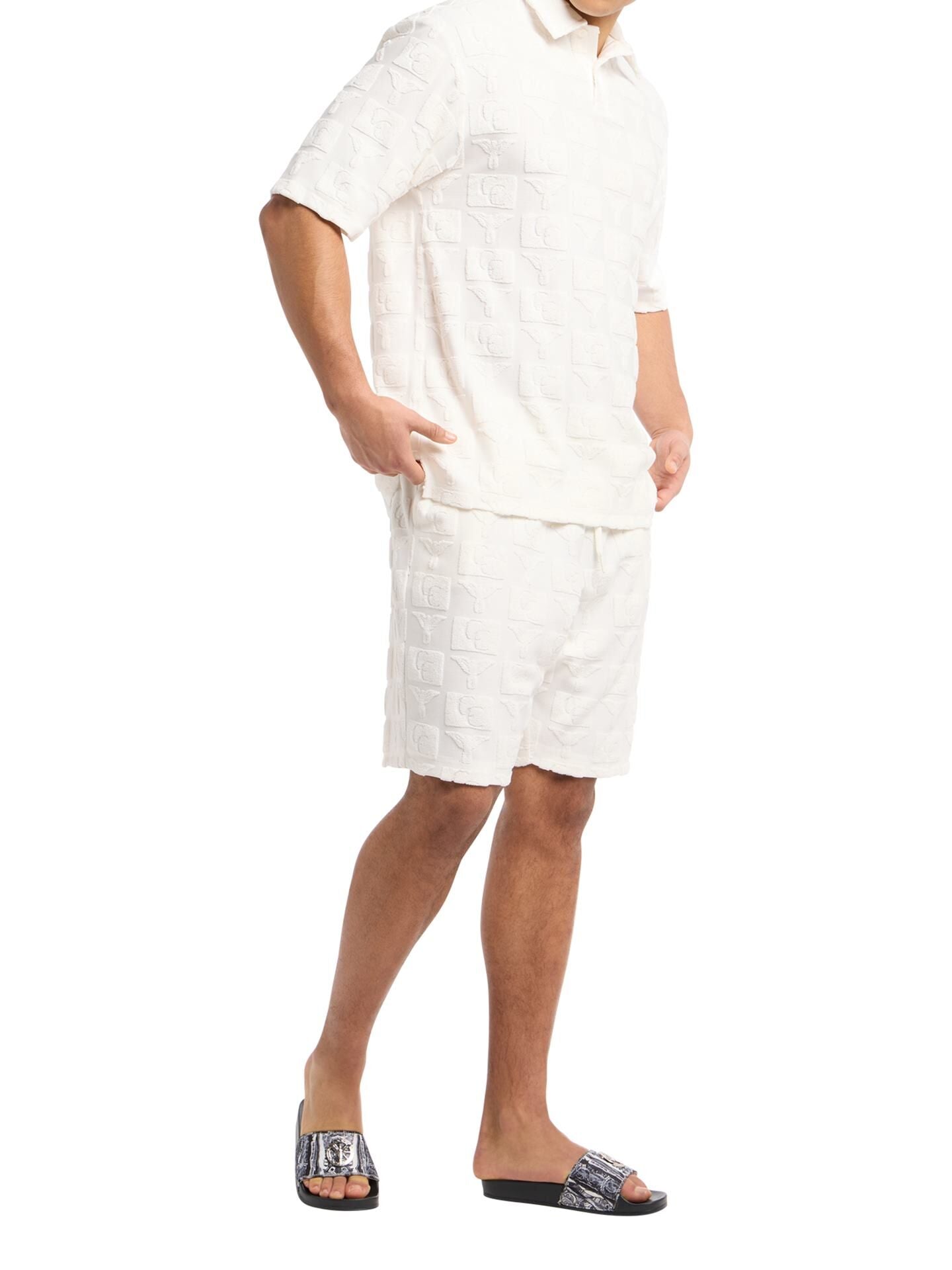 OVERSIZED SHORTS MET BADSTOF INZETSTUKKEN OFFWHITE