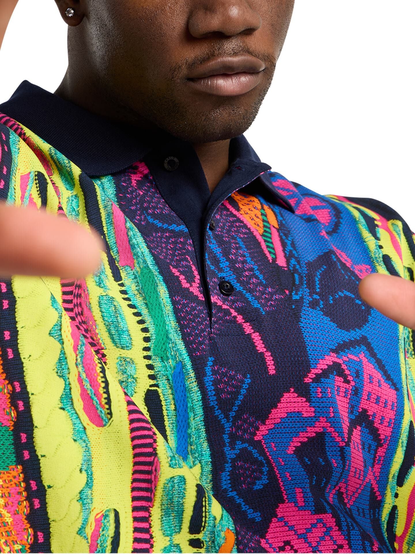 CARLO COLUCCI POLO SHIRT GEBREIDEN PRINT GEKLEURD
