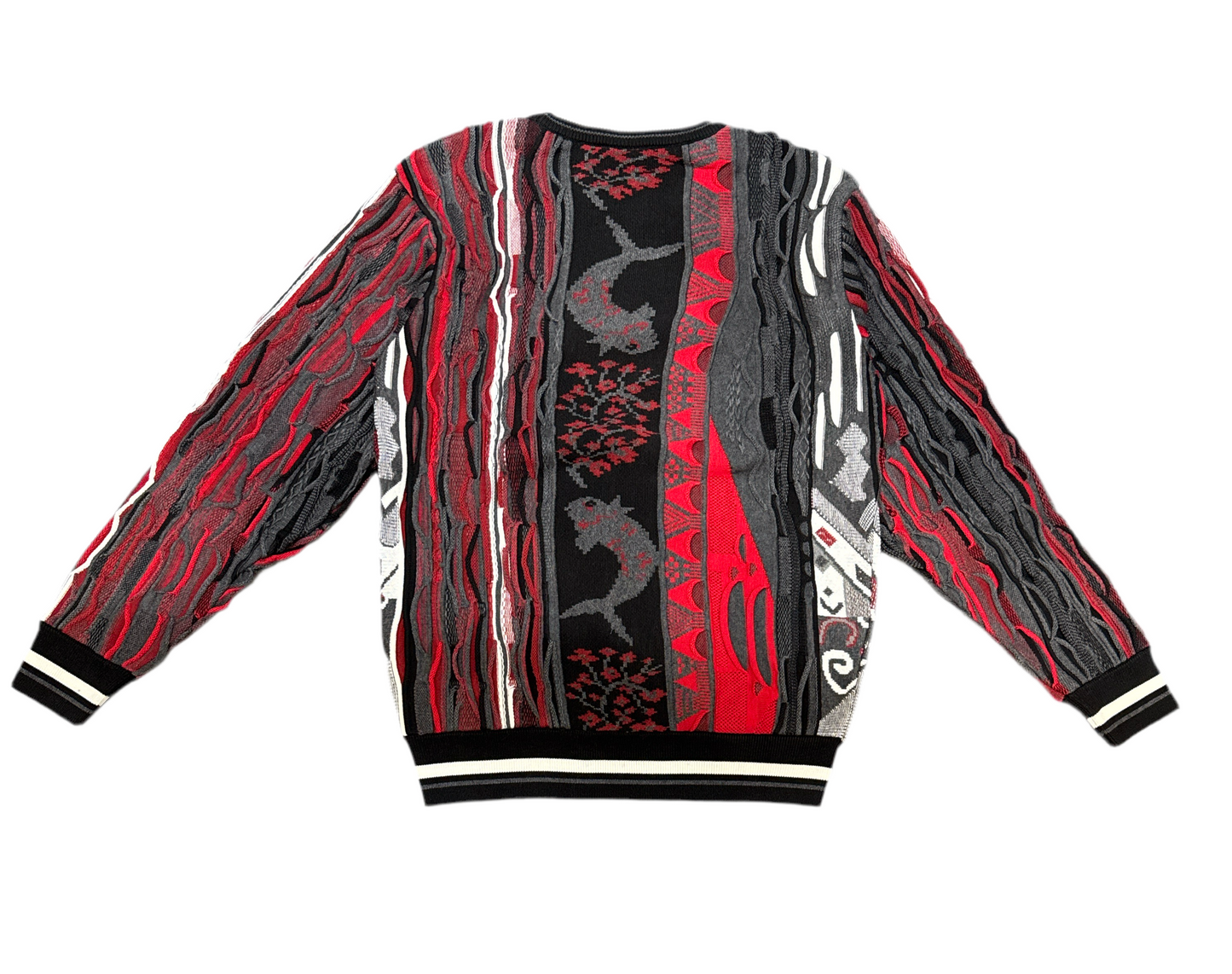 Carlo Colucci Trui Ronde Hals Rood/Zwart/Wit/Grijs Maat-M.