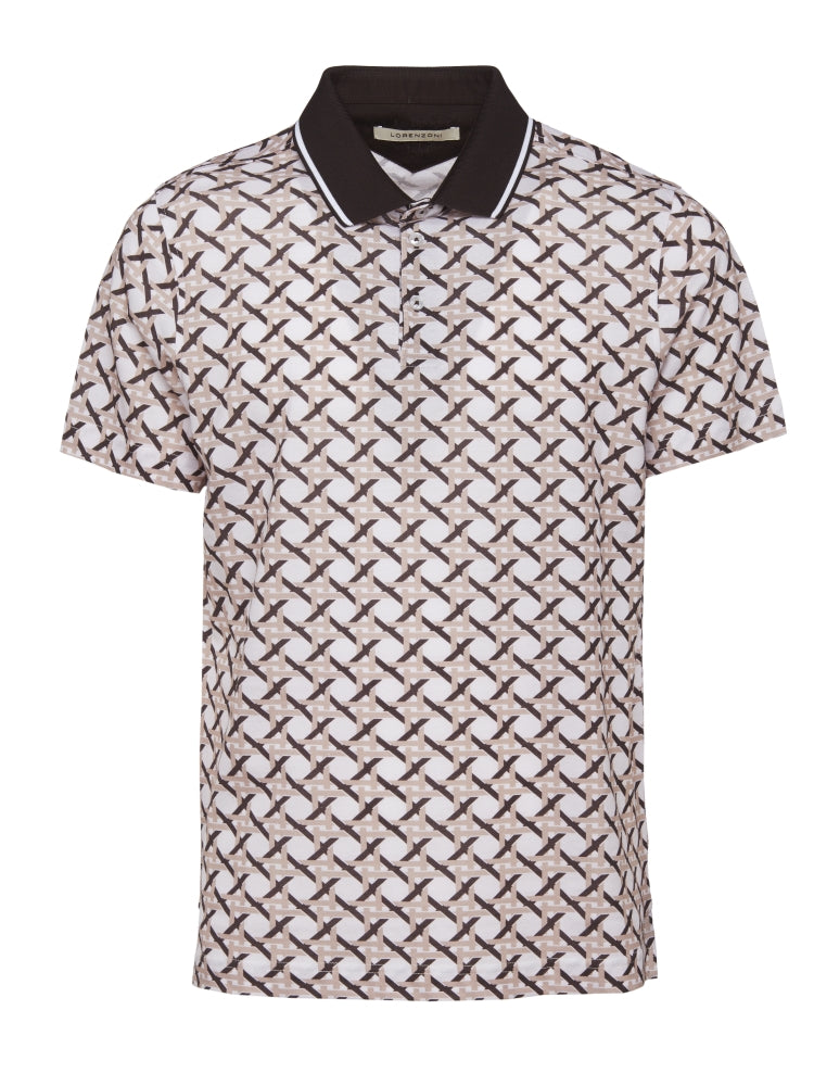 Lorenzoni polo met print Taupe Maat-48/S