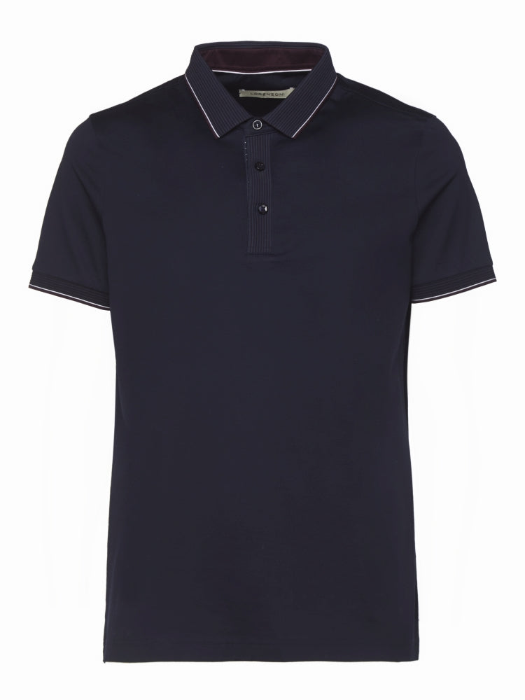 Lorenzoni Polo Blauw Extra Fine Cotton.
