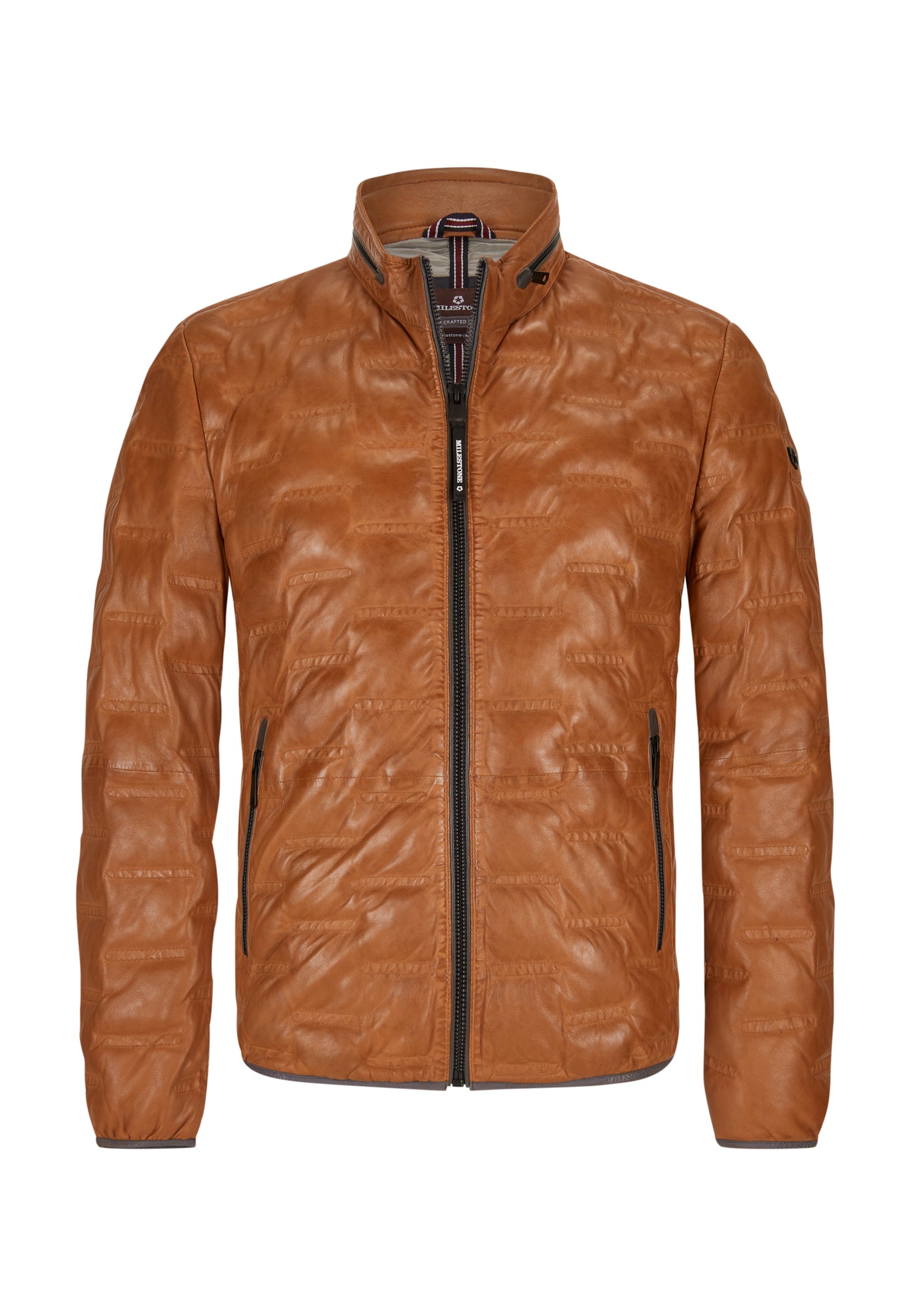 Milestone lederen jas Aversa cognaq/ Oranje Maat-48/S