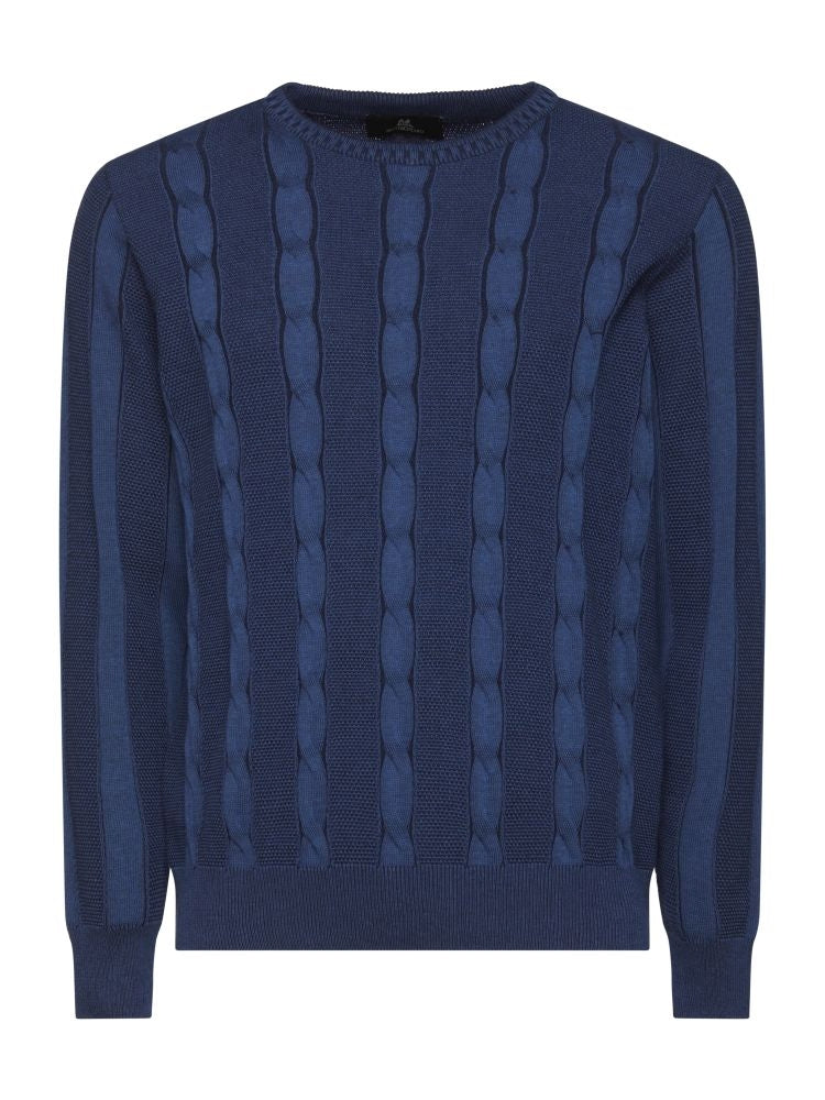 Montechiaro trui met kabelpatroon Blauw