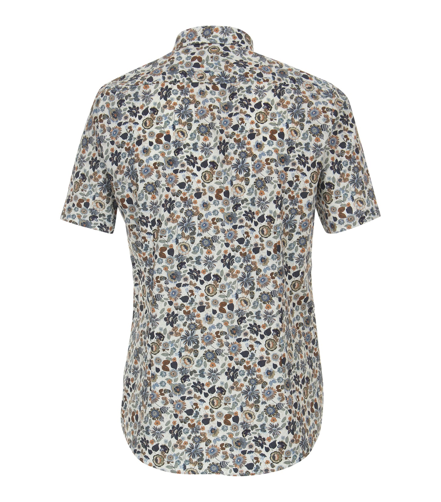 Venti heren overhemd korte mouw met bladeren print Blauw