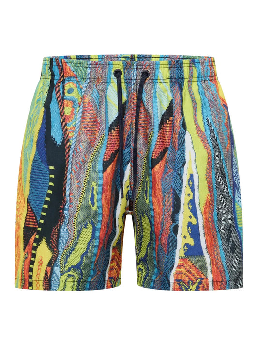 Carlo Colucci zwemshort met gebreide print - Benzine kleur