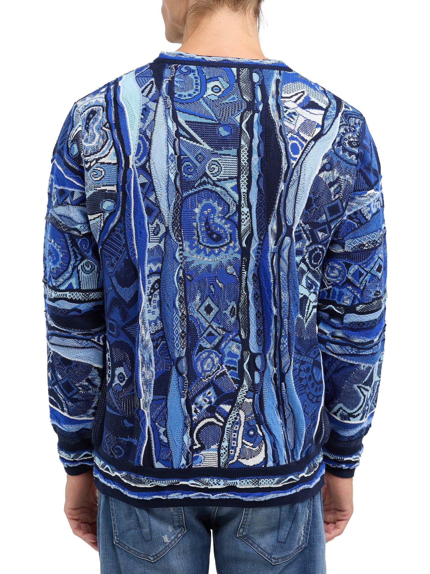 Carlo Colucci trui met ronde hals Marine Blauw