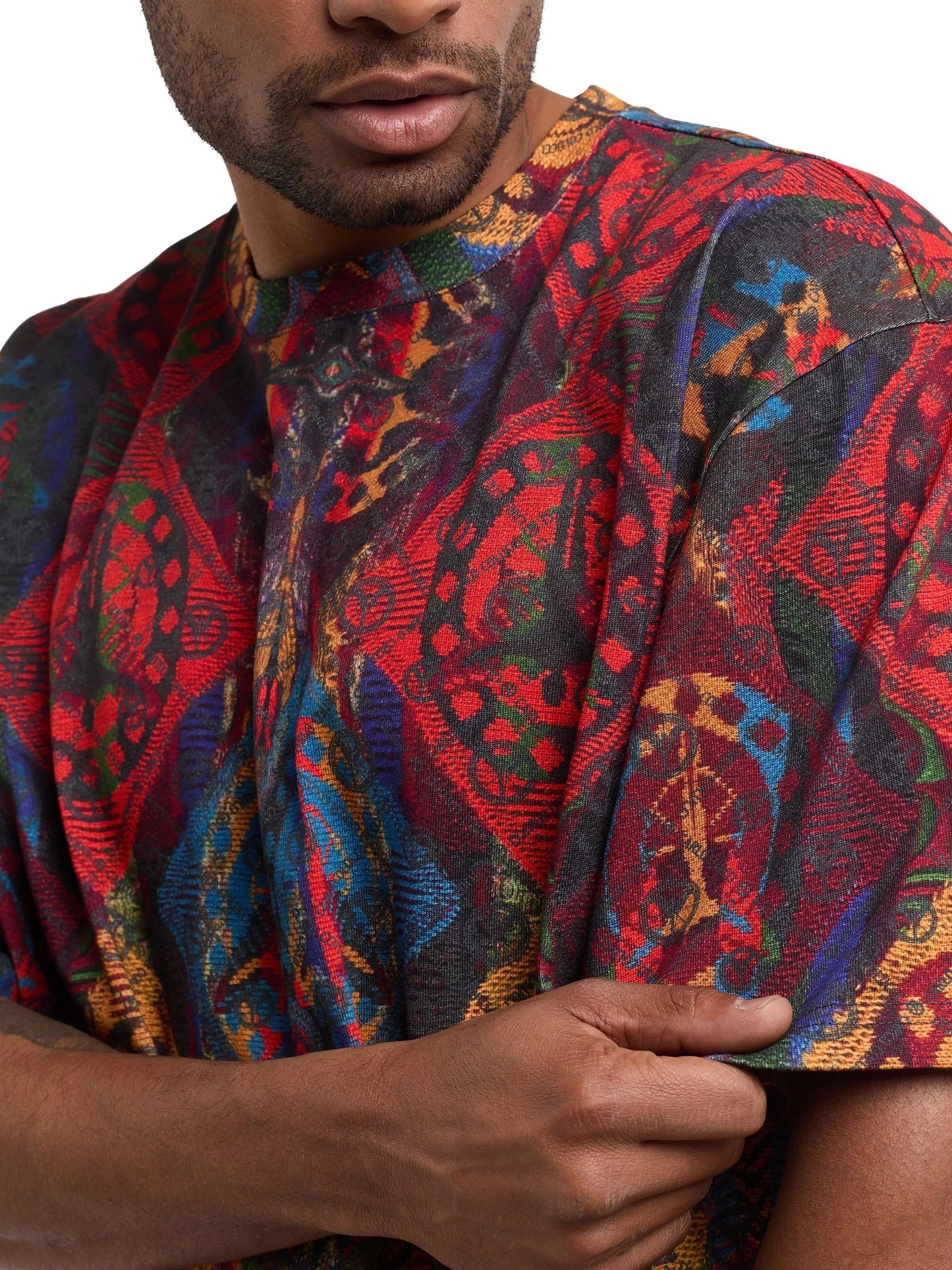 Carlo Colucci oversized t-shirt Antraciet Rood