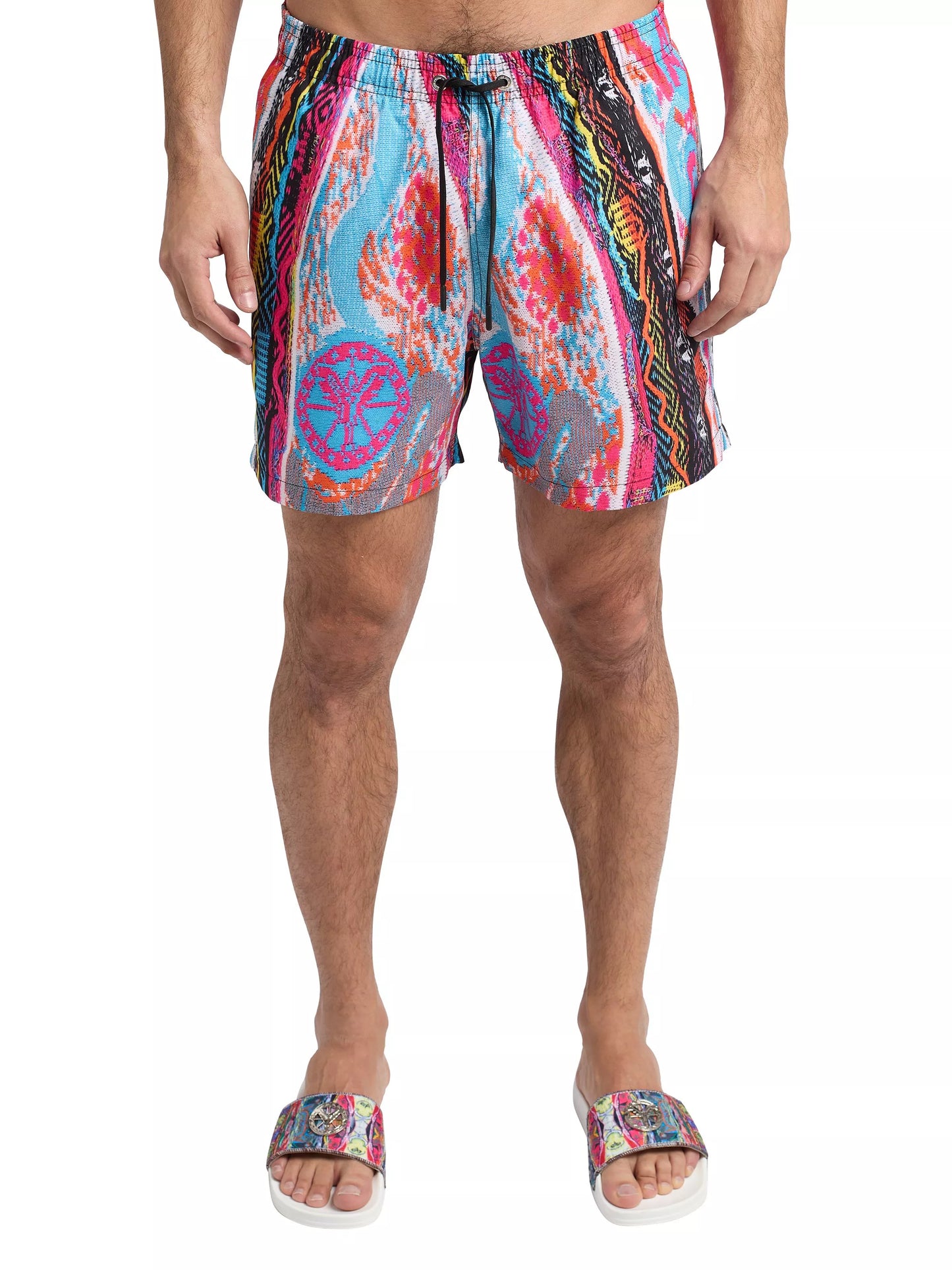 Carlo Colucci Zwemshort met gebreide print Wit Roze