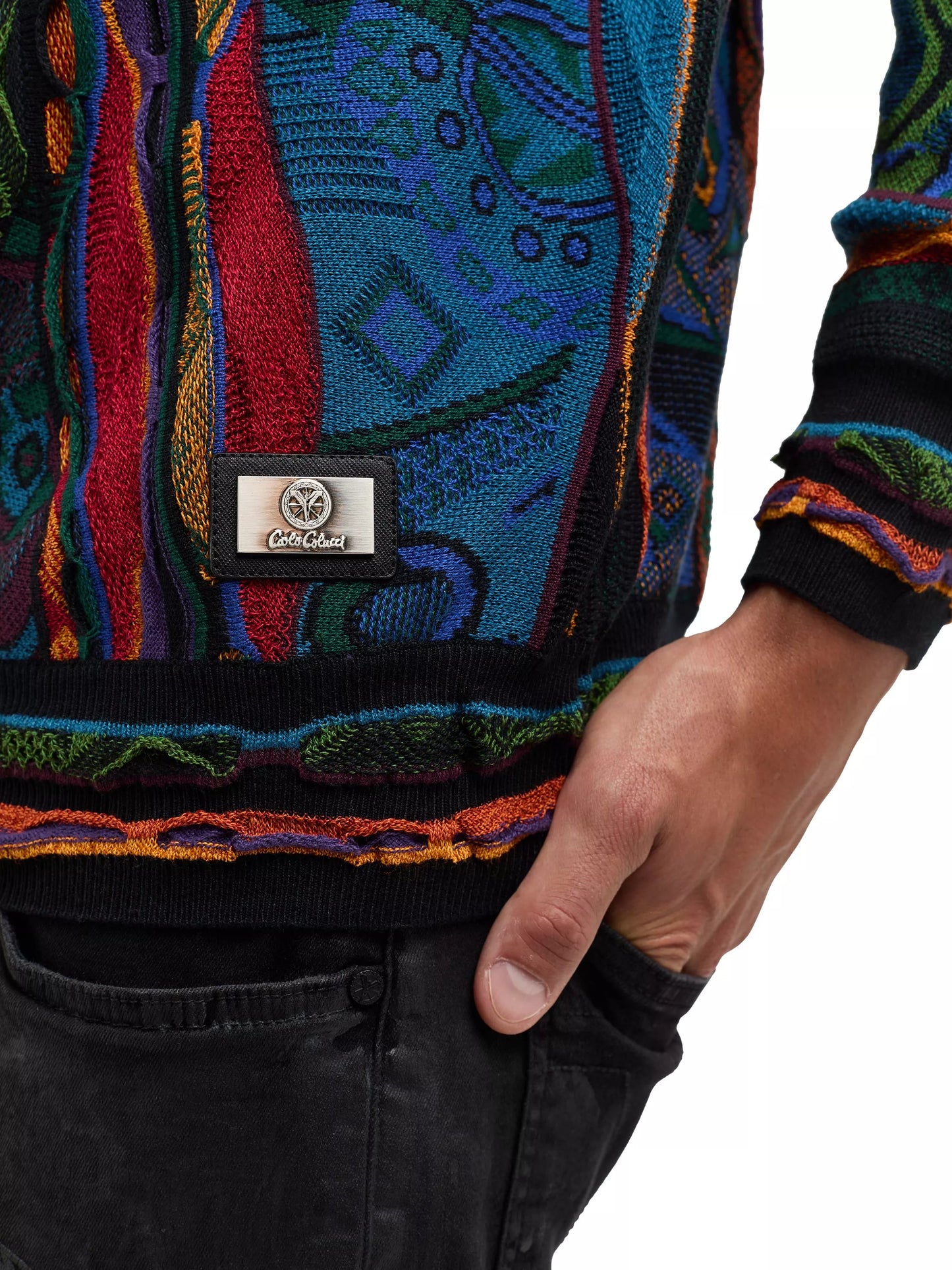 Carlo Colucci trui ronde hals Zwart Rood