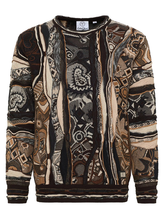 Carlo Colucci trui met ronde hals Bruin Maat-XS