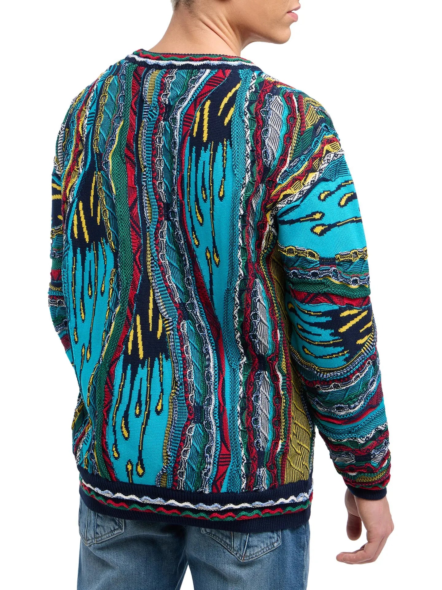 Carlo Colucci gebreide trui met 3D knit- Turquoise kleur
